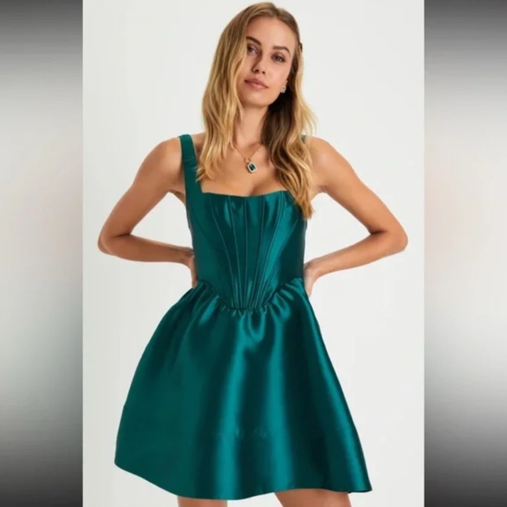 Lulus Bubbly Love Taffeta Corset Mini Dress